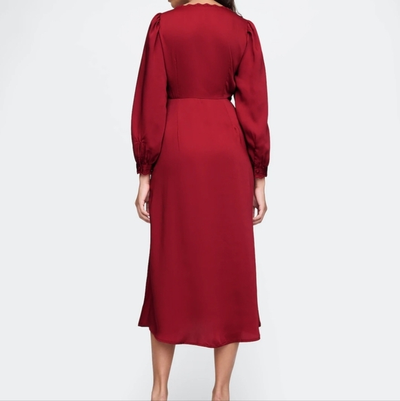 New GAP Elegant Red Satin Empire Dress Size S - Picture 2 of 13